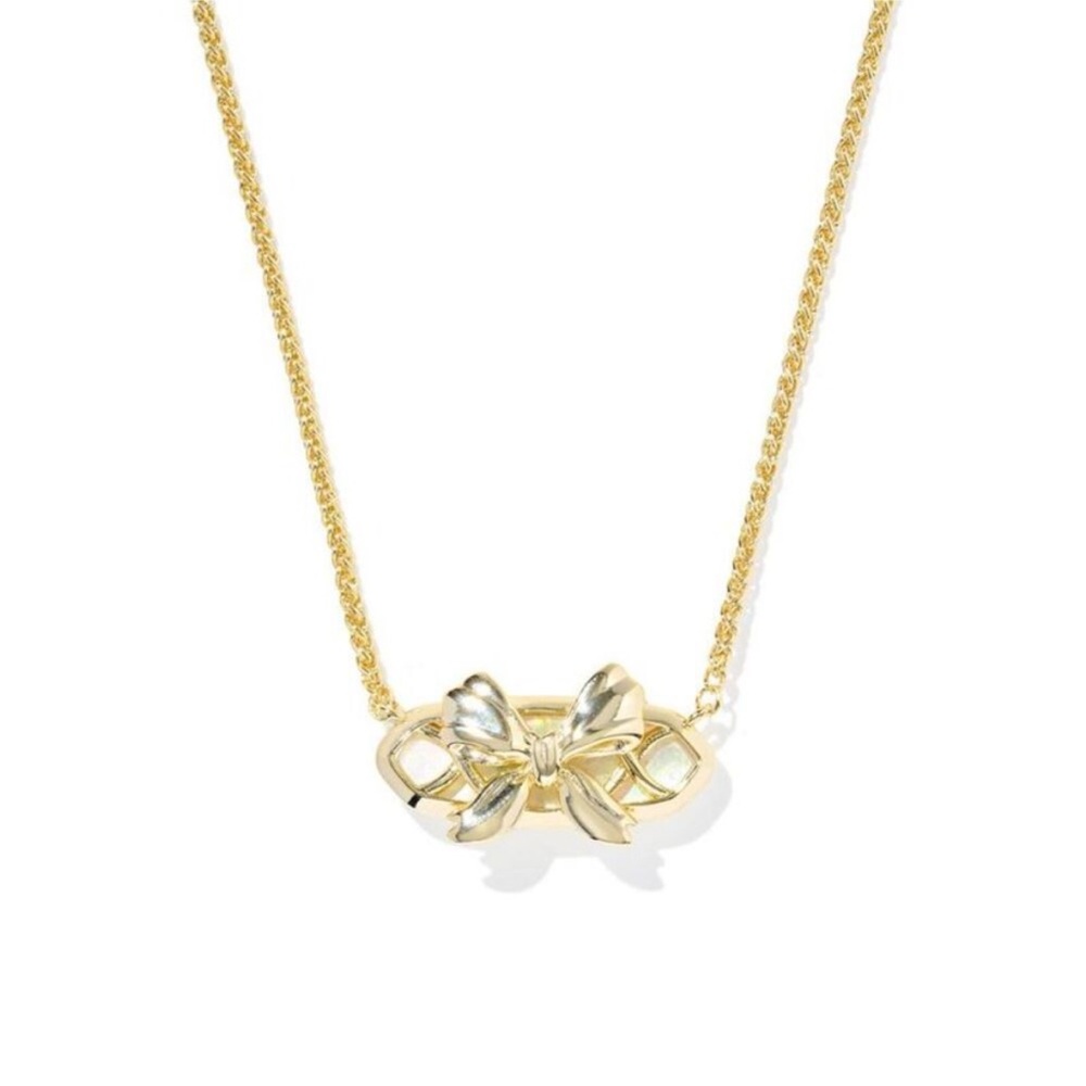 Kendra Scott - Belle Bow Pendant Necklace - Gold/Iri Gold
